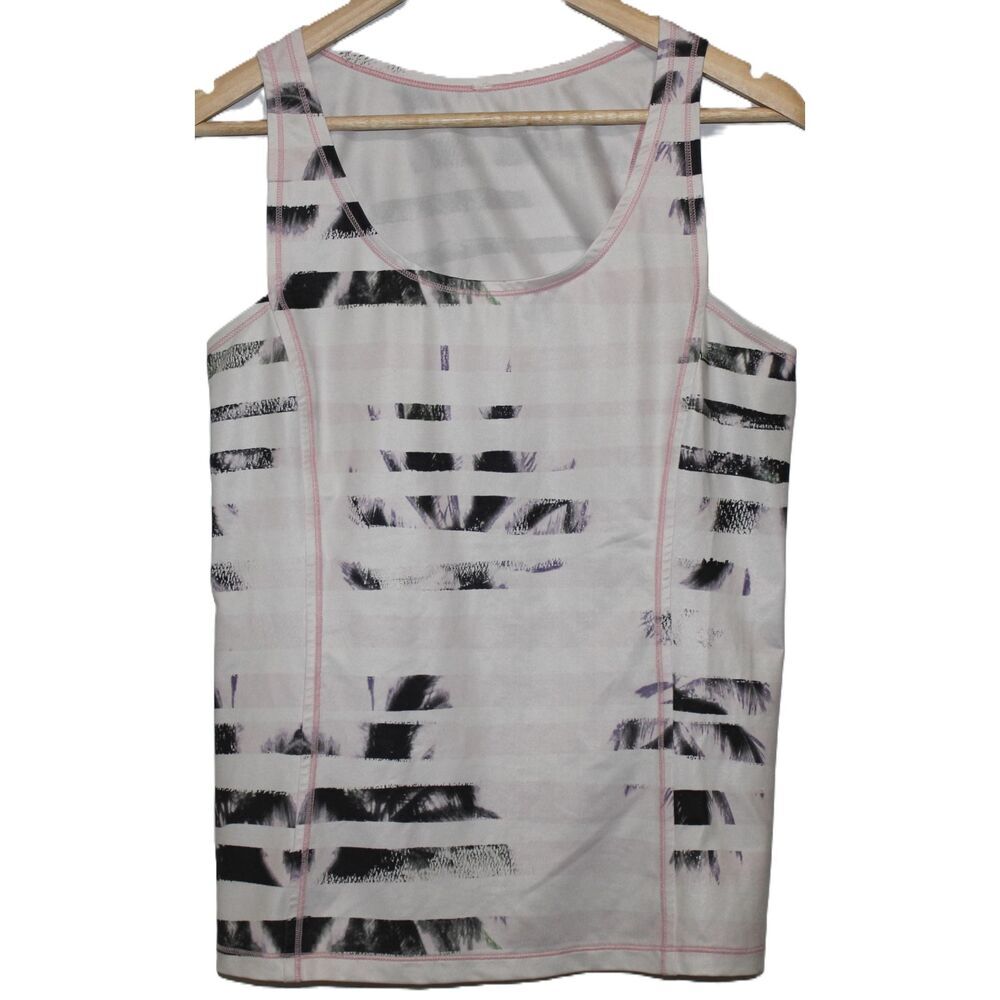 Womens Lululemon White Pink Black Racerback Tank Top Sleeveless Shirt Size 8